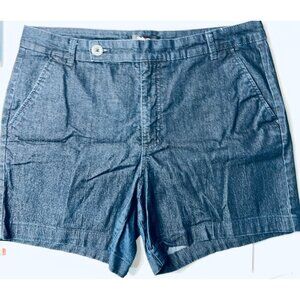 Style & Co Womens Denim Dark Blue Shorts Finished Hem Button Back Pockets 16